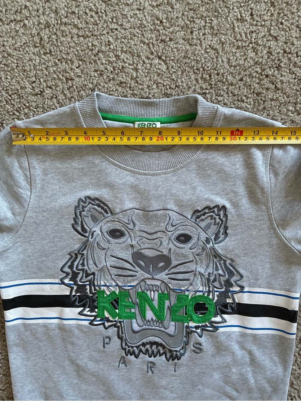 KENZO Women’s Light Gray  Embroidered Tiger Logo Sweatshirt - Picture 16 of 16